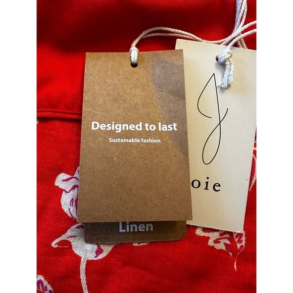 Joie Cropped Linen Tank Floral Tropical Size 10 Tie Straps Summer Beach Resort - Picture 13 of 15